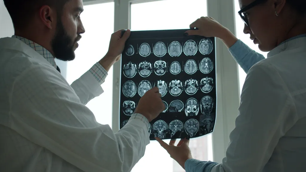 پزشک در حال بررسی تصاویر امآرآی